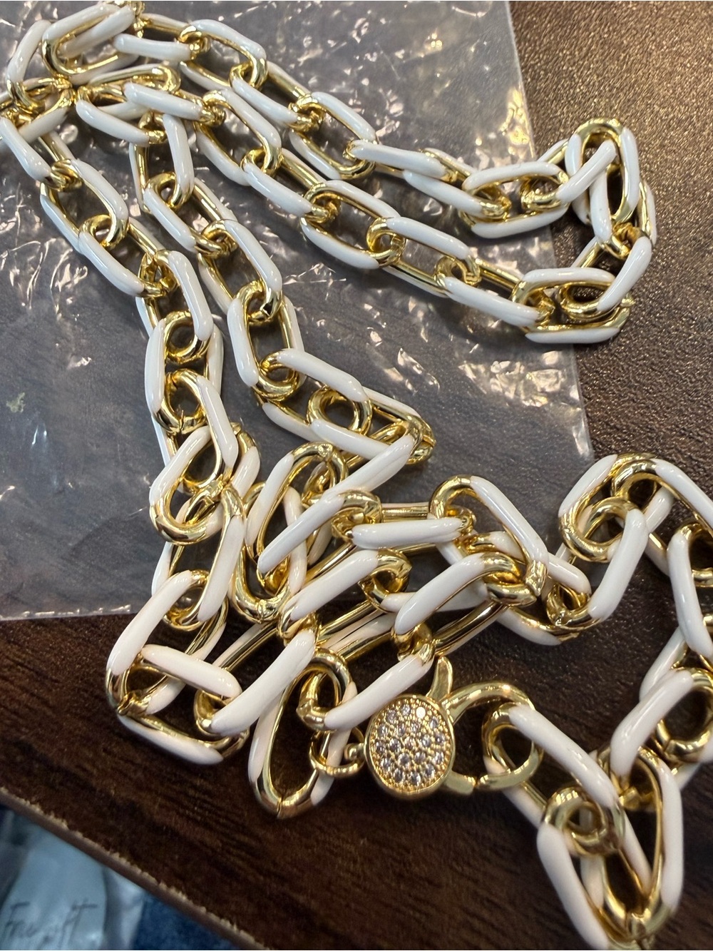 *NEW*Freida Rothman* Vault item* 24 in* White Enamel link necklace